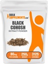 BulkSuplementos.com Preto Cohosh Extrair Pó - de Preto Cohosh Raiz, Suplemento de ervas - Vegan & Gluten Grátis, 80mg por serviço, 250g (8.8 oz) (Pack of 1)