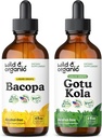 Tintura Bacopa Selvagem e Orgânica 4 fl oz & Gotu Kola Tintura 4 fl oz