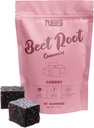 Gomas de beterraba com sabor de cereja, mastigações de beterraba com extrato de semente de uva adicionado - Cor natural & sabor - Mastigas de beterraba para treino, saúde e bem-estar - 60 Pastilhas de beterraba
