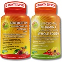 Quercetin com bromelaína, vitamina C & Zinco & vitamina lipossômica C 1500mg – Pacote de suporte imunológico com cereja Acerola orgânica, Camu Camu & alimentos inteiros antioxidantes – Vegan, Não-GMO, rótulo limpo