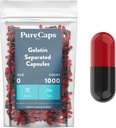 PureCaps EUA - Cápsulas de Gelatina Esvaziadas Tamanho 0,000 Comprimidos Separados Ou Preto/Vermelho Não-GMO Certified