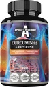 APOLLO'S HEGEMONY Curcumin 95 + Piperine 302mg por cápsula, Extrato de Raiz Turmérica de alta resistência 95%, 120 Cápsulas Vegan, Fornecimento de 4 meses, para Digestão Optimal e Absorção Melhorada