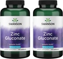 Gluconato de zinco de Swanson - Suplemento Mineral Promovendo Saúde da Próstata, Saúde da Visão e Suporte Imune - Forma de Gluconato para Absorção Optimal - (250 Cápsulas, 50mg Cada) (2 Embalagem)
