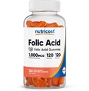 Ácido Fólico Nutricosto (Vitamina B9) Gummies vegetarianas (120 chicletes, 1 mg ácido Fólico por serviço) - Suplemento para homens e mulheres