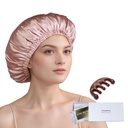 100% Mulberry Silk Bonnet para mulheres adormecidas Long Hair -Duplo Camada Sono Cap -Silk Sono Bonnet com Elastic Stay On Head (Pink, Grande)