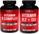 Divino recompensa super B vitaminas complexas e vitamina K2 com pacote D3