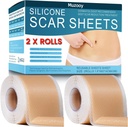 Folhas de Silicone Scar (2 rolos), Fita de Silicone Scar grau médico, Tiras de remoção de cicatrizes para Acne, C-Seção de queimaduras C-Seção & Keloid Cirurgia Cicatrizes Folhas de tratamento - fornecimento de 8 meses