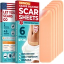 Folhas de Silicone Scar grau médico - 6pk (5.7”x1.6”) - Diferença visível em Cirúrgica & Marcas Kelóides - Reutilizável C-Seção tiras de Silicone Scar - Fácil de usar tiras