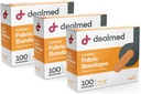Bandagens flexíveis de adesivo de tecido dealed – 100 Count (3 Pack) Bandages com almofada não-estíquete, Látex livre, cuidado de ferida para kit de primeiros socorros, 3" x 3/4"