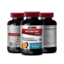 Produto pulverulento do extrato da raiz da garrafa - Anti Cabelo Cinzento - Soro do cabelo anti-cinzento, Ácido Fólico, Biotina, Ácido Pantotênico, Catalase, Extrato da cauda do cavalo, Serra Palmetto, PABA, L-Tirosina, Extrato da raiz da garrafa - 1B 60 Cap