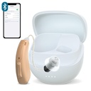 RIC único aparelho auditivo para idosos , FIT CUSTOM digital Over-The-Counter Recarregável Tinnitus Mascaramento Premium solução de ajuda auditiva para adultos, quase invisível Bluetooth chamada habilitado, Auto-On, 1pc lado esquerdo