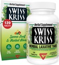 Comprimidos Laxativos Suíços Kriss Herbal, Laxantes Gentil & Natural para alívio da constipação para adultos e crianças com mais de 6 anos, Funciona em 6-12 horas, Senna Laxative, 120 comprimidos Total