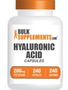 BulkSuplementos.com Cápsulas de Ácido Hialurônico - Suplementos de Ácido Hialurônico, Ácido Hialurônico 200mg - Puro e Glúten Grátis, 1 Cápsula por Serviço, 240 Contagem (Pacote de 1)