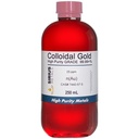 Verdadeiro ouro coloidal – 25 ppm - 99,99 + % Pureza - 250 ml (8,45 Fl Oz) em garrafa de plástico transparente BPA-Free - Made in USA