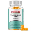 Gummies de potássio, Cloreto de potássio para adultos, 60 Servões, Suplemento de potássio sem açúcar, Alívio muscular e saúde do coração para homens, Equilíbrio eletrolítico, Fornecimento eficiente de potássio