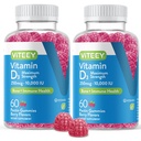 VITEEY Vitamina D3 Gummies para Adultos e Adolescentes - 10.000 UI, 250mcg, Força Máxima - Músculo e Saúde Músculo, Imune Boost - Mastigável Vitamina D Gummies - Vegetariano, Gelatina Free - Saboroso Berry Flavored