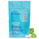 Neuro Energia & Concentração Gum - 40mg Natural Cafeína Gum & Nootrópico Suplemento de Energia com L-Theanina & B Vitaminas - Açúcar livre, Vegan - Pimenta, 90ct