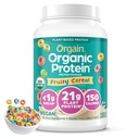 Orgain Organic Vegan Protein Powder, Fruity Cereal - 21g Vegetal Based Protein, 8g Fibra Prebiótica, Low Net Carb, No Lactose Ingredients, No Added Sugar, Non-GMO, For Shakes & Smoothies, 2.03 lb