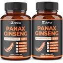 Zolotus Korean Red Panax Ginseng + Ginkgo Biloba, Ashwagandha, Beterraba, Chá Verde - 120 Cápsulas (Pack of 2)