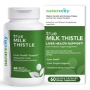 NatureCity TrueMilkThistle (Suplemento de cardo de leite) 525mg (80% silymarin) contendo 420mg de silymarin (Suporte antioxidante)