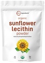 Micro Ingredientes Lecitina em pó de girassol orgânico, 1 libra, sustentável cultivada, prensada a frio, rica em fosfotidil colina e proteína, tornando lipossomal vitamina C, suplemento de lactação, não-GMO