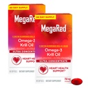 MegaRed Ultra Concentrado 750mg Ómega-3 Krill Oil Fatty Acid Supplement with EPA/DHA, Antioxidante Astaxantina, Nenhum sabor de óleo de peixe Suporta Saúde do Coração, 80 Count Softgels (2 Pack)