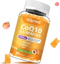 Pastilhas CoQ10 sem açúcar, além de Omega-3, vitamina B3 e zinco, magnésio, 5X alta absorção Coenzima Q10 Suplementos, q10 Boost Cellular Energy, potente antioxidante e cérebro, sabor de pêssego, 60 Cts
