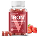 Pastilhas de ferro Suplementos para Mulheres e Crianças - Multivitamin com vitamina C para suporte energético, Grande degustação de ferro Gummy Vitaminas com vitamina C para Absorção Max - Vegan, Morango 90 Contagem