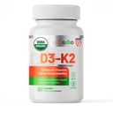 LIVEGOOD Organic D3 K2 Suplemento 2000 UI, Cápsulas Vegan com MK-7, Vitamina D3 pura com K2 para Imune, e suporte ósseo Made in the USA Organic D3 K2 Fórmula (60 Contagem)