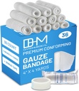 Pacote médico D&H de 36 Gauze Bandage Roll 4 Inches x 4.1 Jardas com fita - Envoltório de gaze médica para cuidados de feridas - Fácil de usar rolos de algodão para dobra de mão