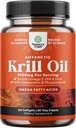 Óleo de Krill Antártico 2000mg Softgels Per Serving - Omega 3 Krill Oil Supplement with EPA DHA & Astaxantina - 3rd Party Lab Tested No Gluten OGM or Fishy Aftertaste - 2 Meses
