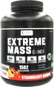 Extrema massa peso Gainer Muscle Builder, 10 lb (4.54 kg) com menos açúcar para treino intenso feito de alta caloria Fortificado soro proteína (Strawberry-Banana)