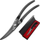 Tesoura de cozinha resistente, Tesoura de cozinha Premium aço inoxidável, 8.8" Tesoura de Aves Ultra Sharp para carne de frango osso, tesouras de alimentos Anti-Slip Handle, Black Titanium Plated, Primavera carregada