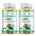 Óleo vivo da natureza de Orégano com óleo de semente preta, 2 em 1 Suplemento de Orégano para a saúde imunitária, contém Carvacrol altamente concentrado e timoquinona, não-GMO, 60 Softgels, 2 Pack