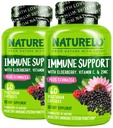 NATURELO Imune Support Vitamina C, Elderberry, Zinco, Echinacea Imunidade Natural Boost w/Antioxidante, Herbal & Defesa Mineral - 60 Cápsulas Vegan (Pacote de 2)