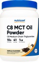 Nutricost C8 MCT Oil Powder 1LB (16 onças) Vanilla Flavor - 95% C8 MCT Oil Powder, Melhor para Keto Dietes, Não-GMO, Gluten Free