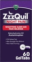 ZzzQuil Night Pain GelTabs, Nighttime Pain Alief, Sleep Aid Tablets, Difenidramina HCl e Acetaminofeno, No.1 Sleep Aid Brand, Max Forte Pain Reliever, 60 GelTabs