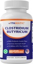 Vitamatic Clostridium butyricum 25 milhões - Gut Health - 60 cápsulas DR (lançado atrasado) - Feito com fibra de inulina prebiótica