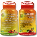 Quercetina com bromelaína, Vitamina C & Zinco + Vitamina lipossomal C 1500mg – Imune Suporte Bundle com Cereja de Acerola Orgânica, Camu Camu & Citrus Bioflavanoides – Vegan, Não-GMO, Suporte de Bem-Estar Limpo