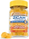 Zicam Cold Remedy Zinc Drops de frutas medicadas, Manuka Honey Flavor, Homeopático, Medicina de encurtamento de frio, Encurta a duração do frio, 25 Contagem