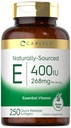 Carlyle Vitamina E 400 UI Softgels Contagem de 250 Naturalmente Fonte de Não-GMO e Glúten Livre