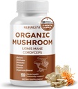 Fórmula de cogumelos orgânicos 10-em-1 - com Mane de Leão, Cordyceps Reishi, Shiitake, Maitake, Chaga, Non-GMO, Gluten-Free, Soy-Free (150 Contagem de 1))