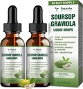 (2 Embalagens) Puro Soursop Graviola líquido gota apoio Digestive Skin Health, Dormir & Antioxidante - Óleo de Guanabana Folha Orgânica Exact Soursop Bitters líquido gotas, Sabor natural, Não-GMO, Vegan, 4 Fl Oz