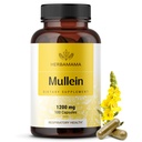 Cápsulas de folha de HERBAMAMA Mullein - 1200mg Extrato de folha de Mullein para suporte de detox pulmonar - Vegan, Suplemento de limpeza respiratória do pulmão não-GMO