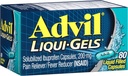 Advil Liqui-Gels Reliever Dor e Redutor de Febre, Medicina da Dor para Adultos com Ibuprofeno 200mg para dor de cabeça, dor nas costas, dor menstrual e alívio da dor articular - 80 Cápsulas Enchedas Líquidas