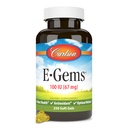 Carlson - E-Gems, 100 UI, Saúde do Coração e Bem-Estar Optimal, Antioxidante, 250 géis moles