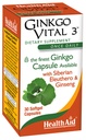 HealthAid Ginkgo Vital 3 – Once-Daily Softgel com Ginkgo Biloba, Siberiano Eleuthero & Ginseng coreano □ Suporta Clareza Mental & Circulação