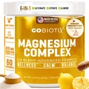 Pó de glicinato de magnésio Gobiotix – Suplementos de cortisol para mulheres e homens – Suplemento Calmo Complexo de Magnésio de Alta Absorção com Citrato, Malato – Açúcar Grátis – 420 mg, 60 Servings - Citrus de mel