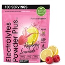 PóVitamina Eletrólitos Pó Plus (100 Servões) Limonada de framboesa Eletrólito Pó, Caloria Zero, Keto, Açúcar Zero, Sem Maltodextrina, 1000mg Potássio, 120mg Cálcio, 120mg Magnésio, Hidratação
