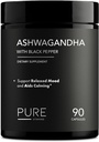 Orgânico Ashwagandha 1300mg com pimenta preta – Alivio de estresse natural e suporte energético – 90 Cápsulas Vegan – Humor e suplemento de suporte adrenal – Não-GMO, Made in USA